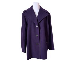 Calvin Klein Wide Lapel Purple Winter Pea Coat sz 2X Outerwear Super Soft
